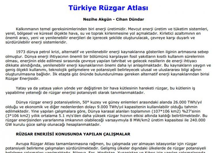  Türkiye Rüzgar Atlası